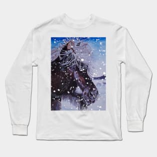 Icelandic Horse in Snowstorm Long Sleeve T-Shirt